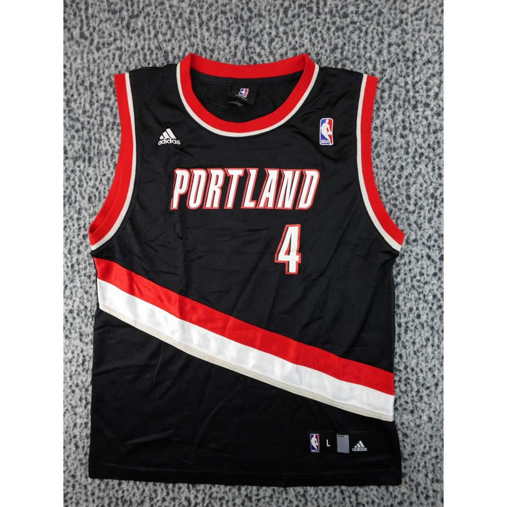 Adidas Basketball Jersey Youth L Black Good Signed Jerryd Bayless Portland #4